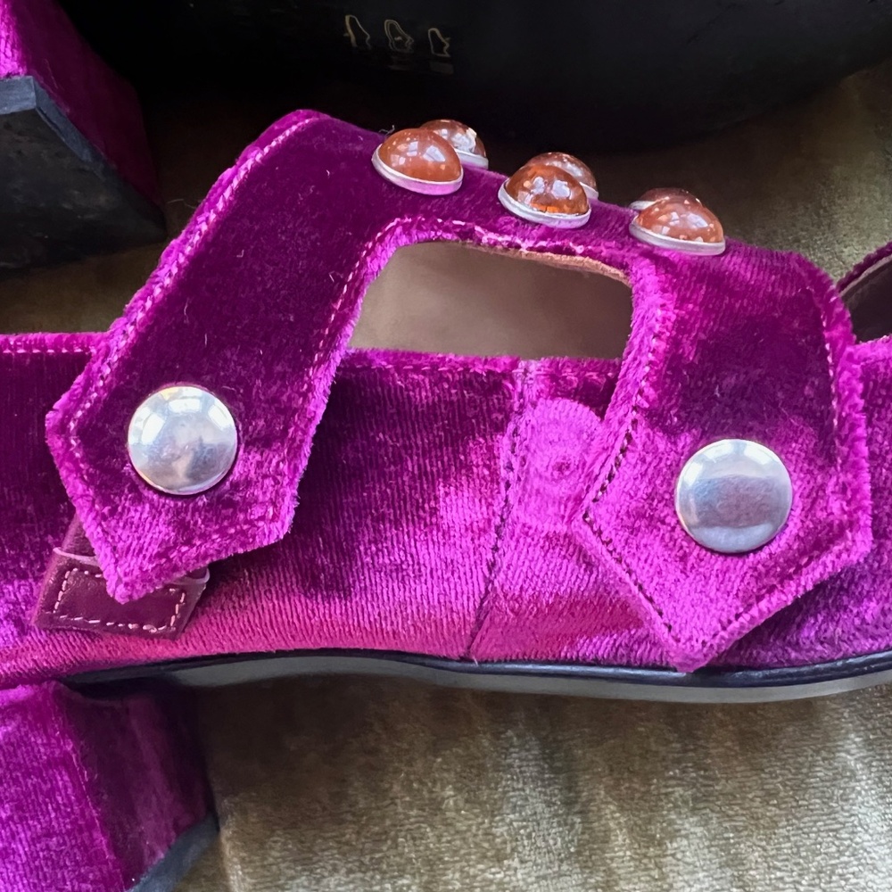 Toga Pulla Velvet Embellished Loafers, Size 41, Purple - Picture 4 of 15